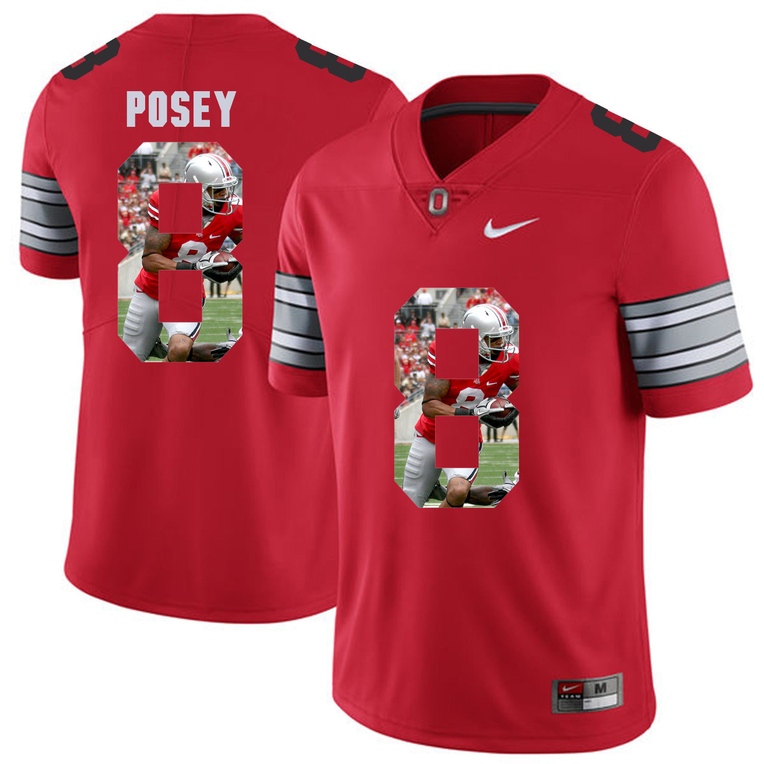 Men Ohio State #8 Posey Red Fashion Edition Customized NCAA Jerseys